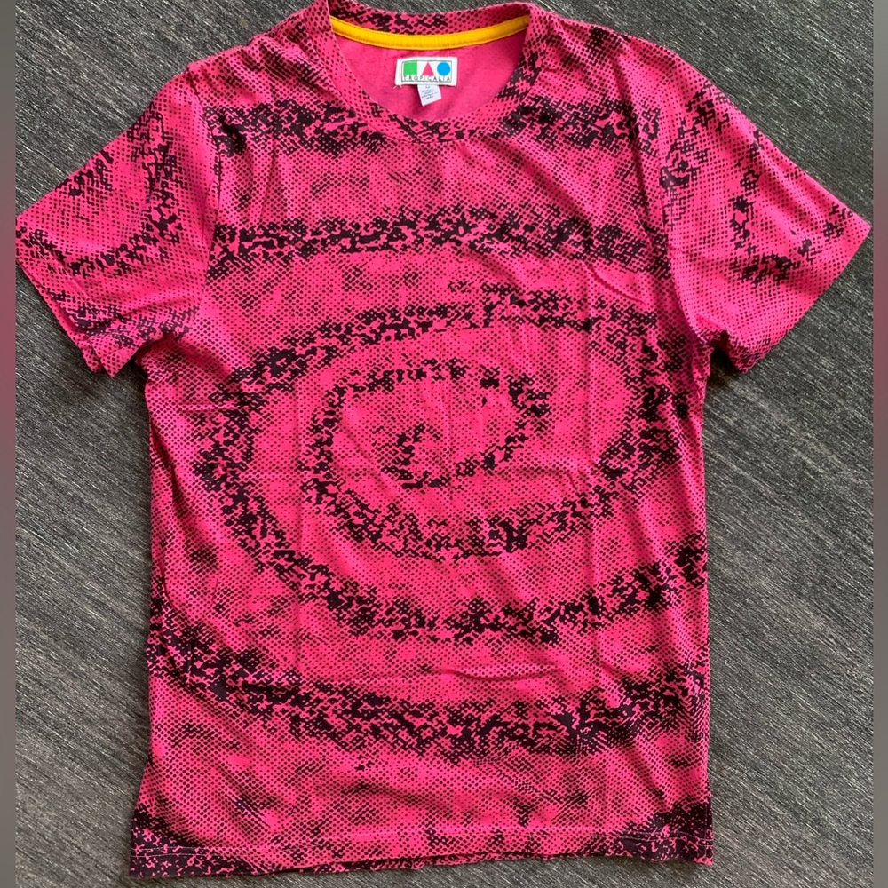 Tropicalia Trippy Retro 90s Magenta Spiral Print Shirt M